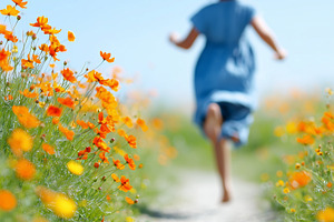 Carefree child running along path, a Nature Photo by MistyDay