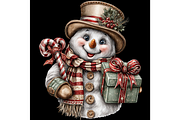 Snowman With Gift Clipart PNG, an Illustration by Memories By Lea (Thumbnail 4 of 17)