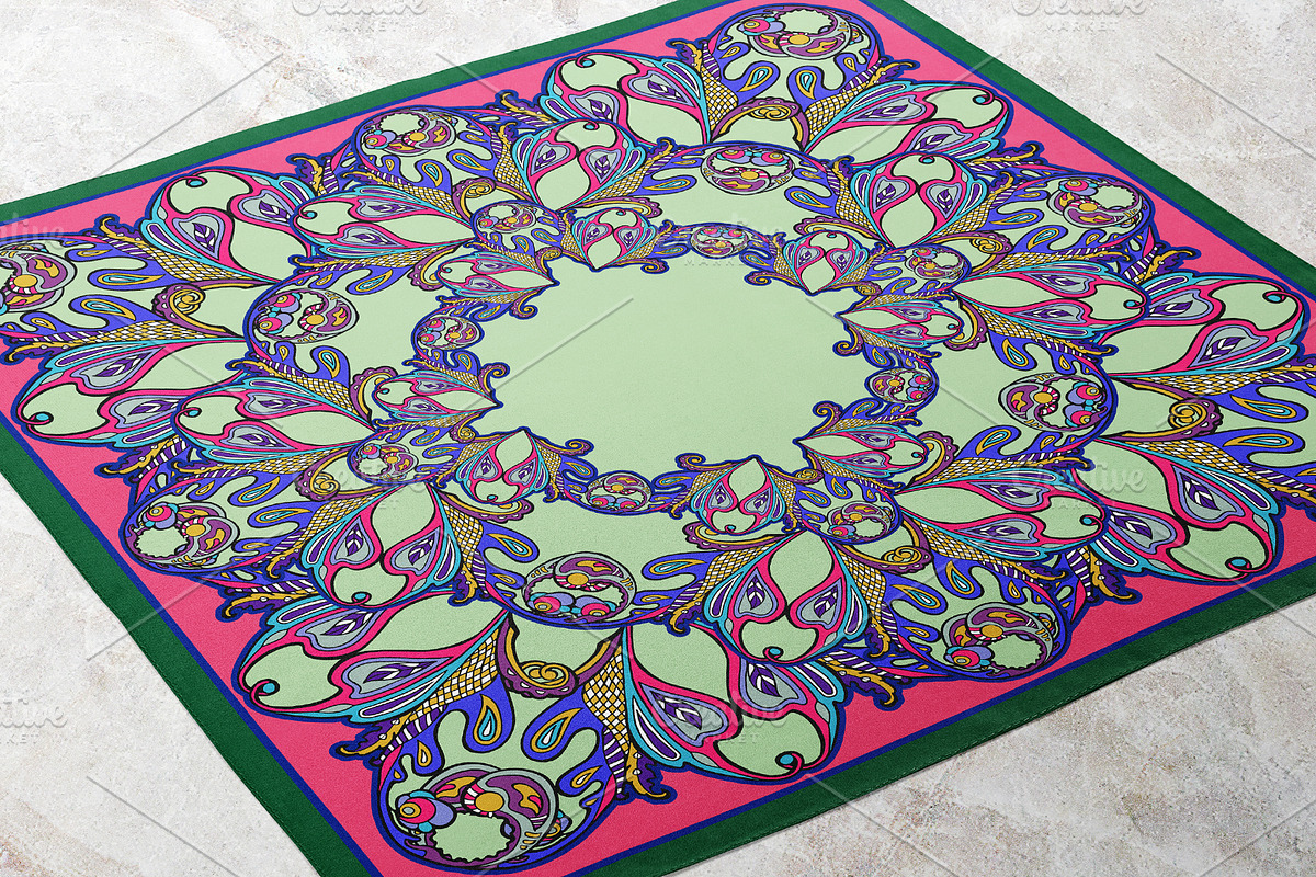 Mint & Amethyst Paisley Scarf, an Object Graphic by ilustrinna (Photo 7 of 7)