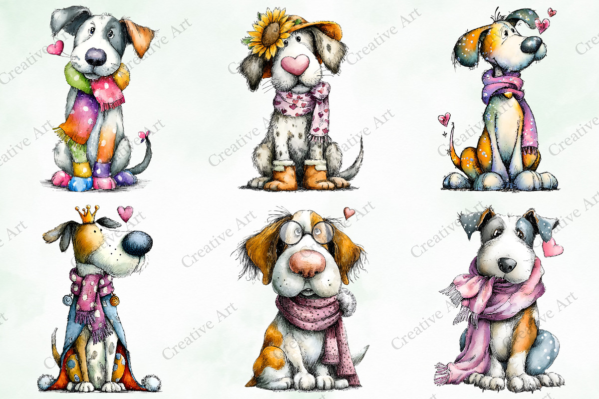 Valentine Quirky Dog Clipart Bundle, an Illustration by Creative Art (Photo 5 of 10)
