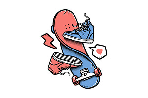 skateboard and a pair of shoes, a Sport Illustration by gunaonedesign