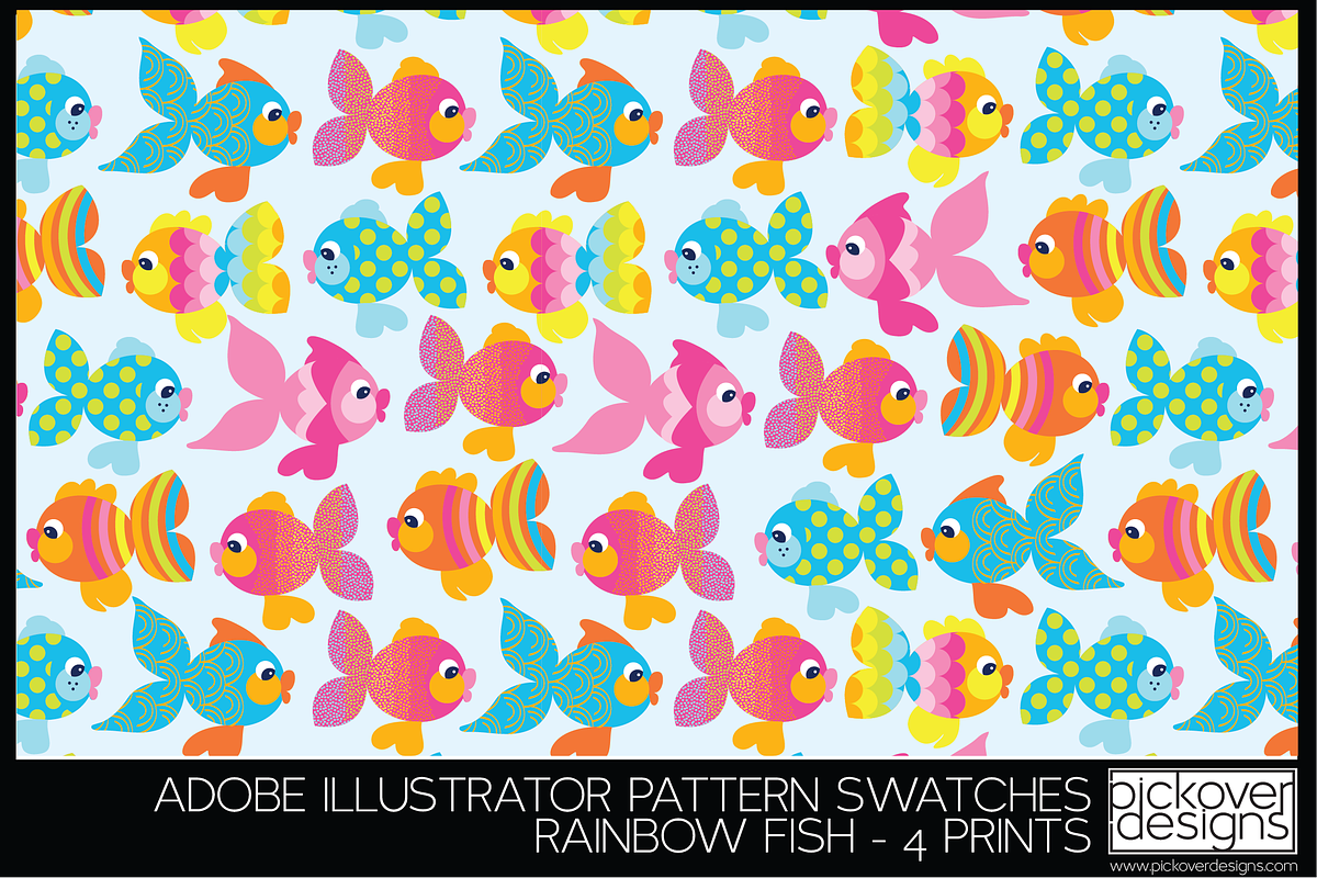 4 Rainbow Fish Print Swatches, a Pattern Graphic by Pickover Designs (Photo 3 of 5)