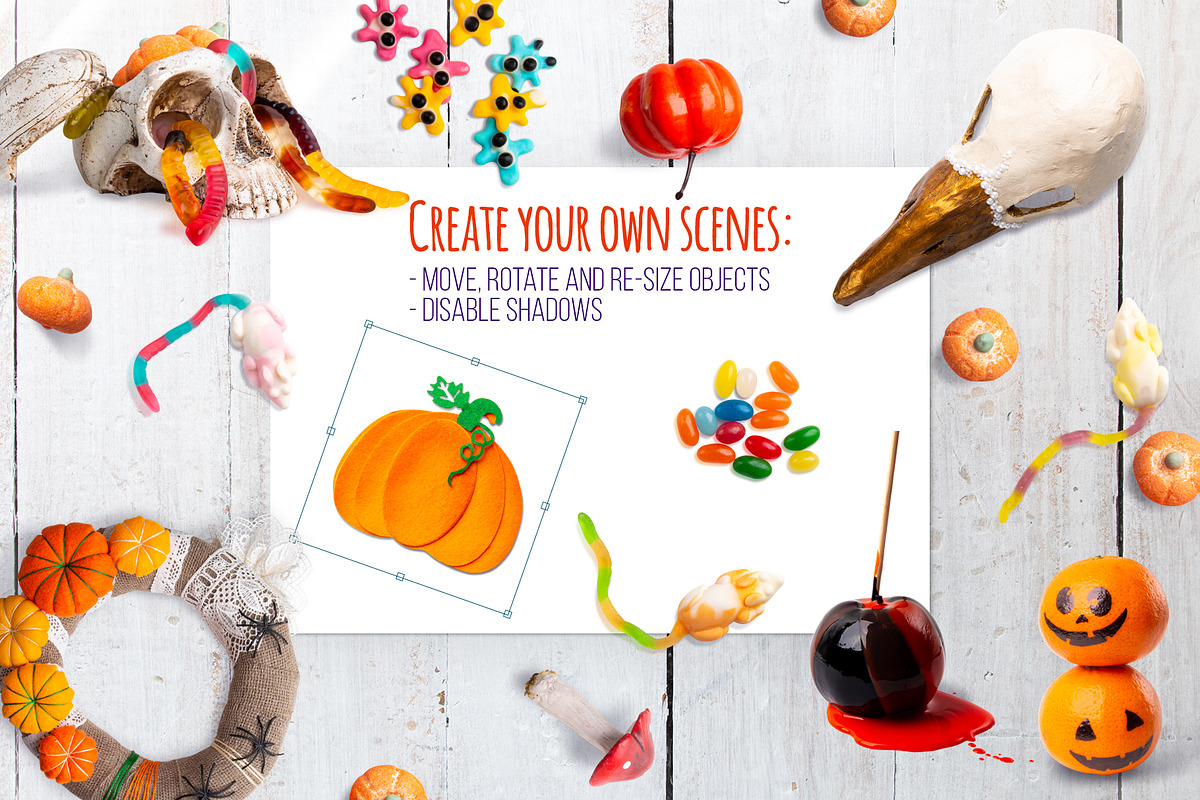 192 isolated Haloween moveable items, a Books & Magazine Mockup by rubinat (Photo 3 of 15)