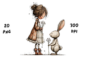 Whimsical Floral Girl and Bunny, an Animal Illustration by GiraffeCreative (Thumbnail 19 of 20)