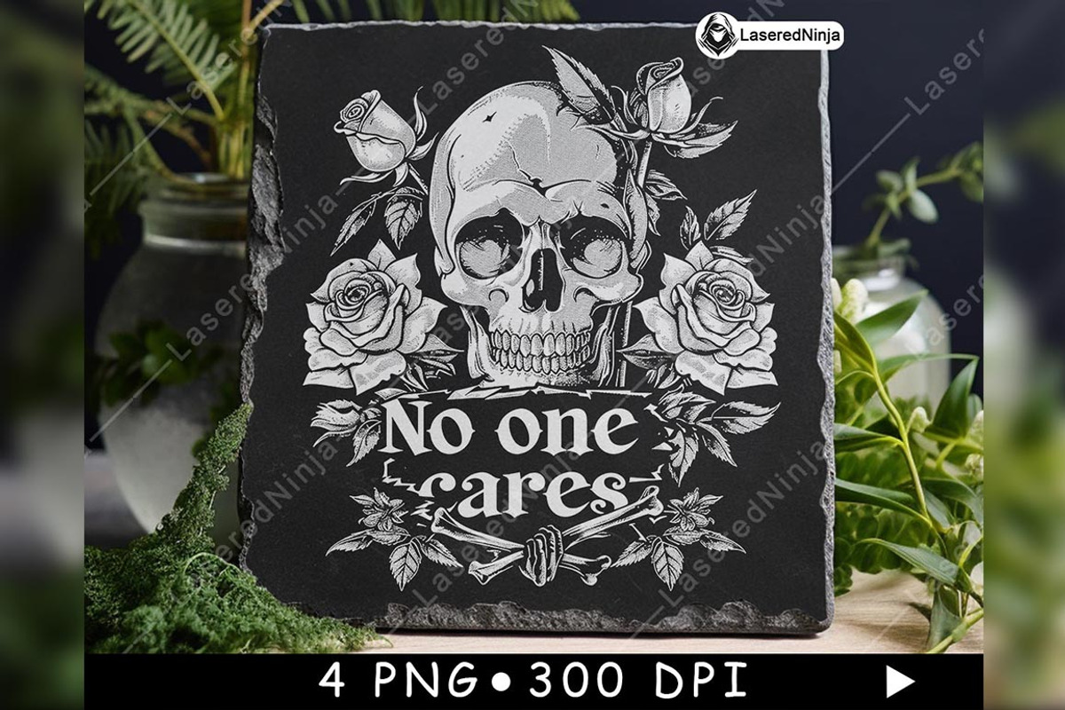 Old School Skull Roses No One Cares, a Background Graphic by LaseredNinja (Photo 2 of 7)
