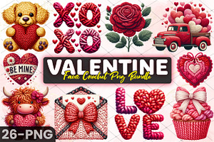 Valentine Faux Crochet Design Bundle, an Illustration by RobertsArt