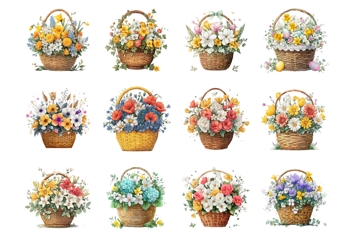 Spring Flower Basket Clipart, an Illustration by Design Market (Photo 2 of 5)
