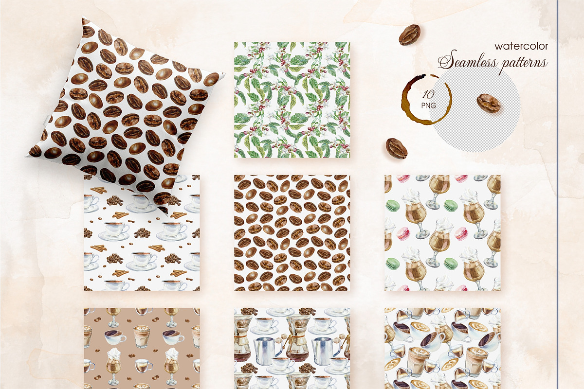 Coffee. Watercolor clip art., a Food Illustration by Farida Bik (Photo 10 of 12)