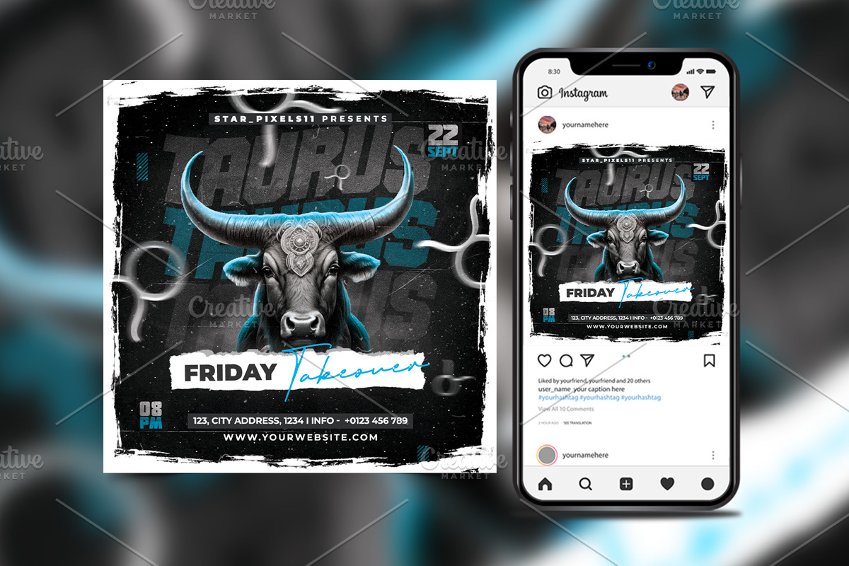 Taurus Friday Takeover Club Flyer, a Flyer Template by StarPixles11 (Photo 2 of 3)