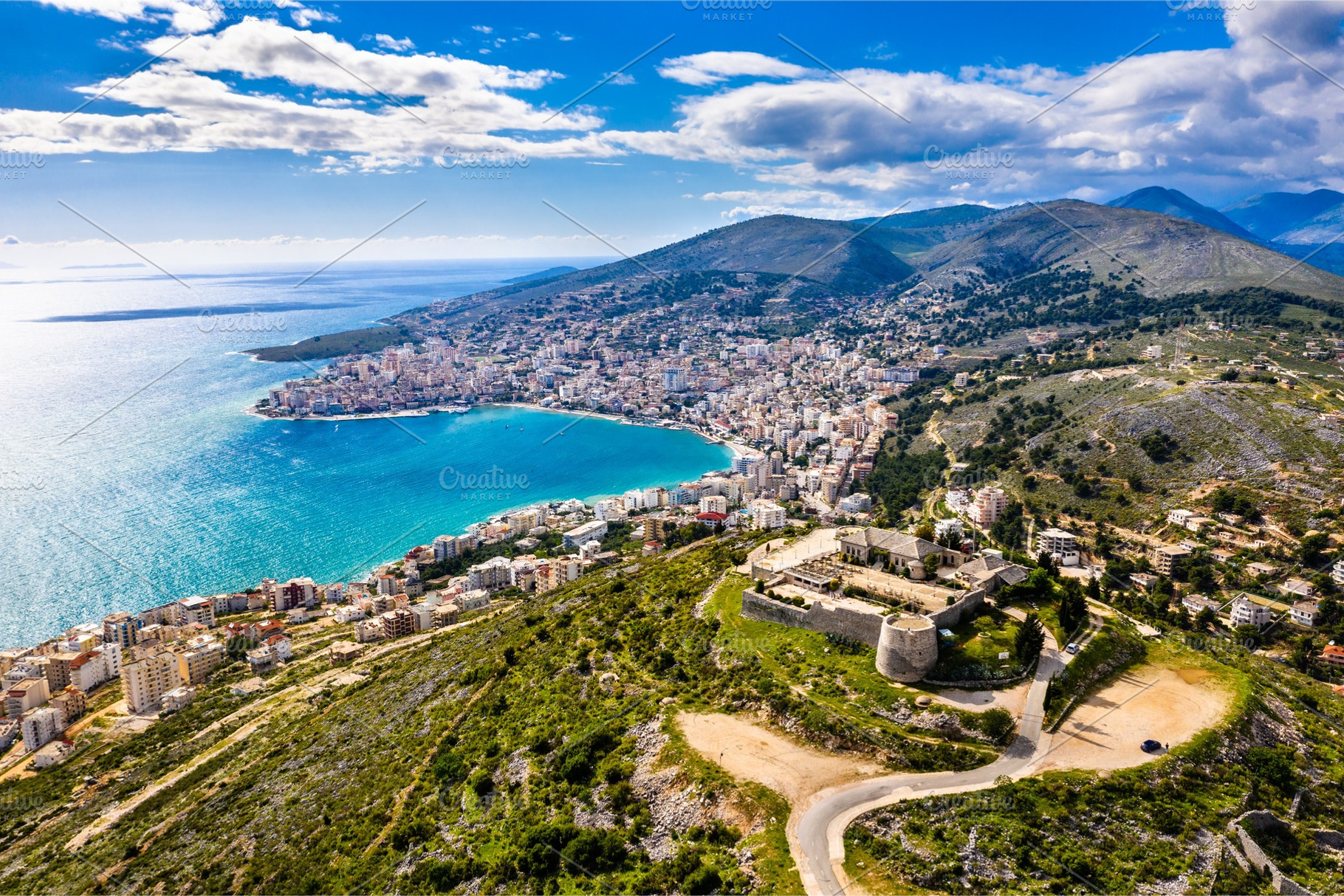 Aerial view of lekuresi castle in containing albania, castle, and, an Architecture Photo by Leonid Andronov