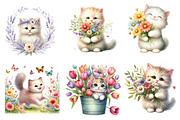 Watercolor Spring Cute Cat Clipart, an Illustration by Dream Creation (Thumbnail 6 of 6)