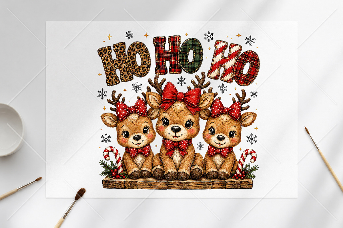 Ho Ho Ho Christmas Reindeer PNG, a Seasonal Illustration by Canvas Craft (Photo 6 of 6)