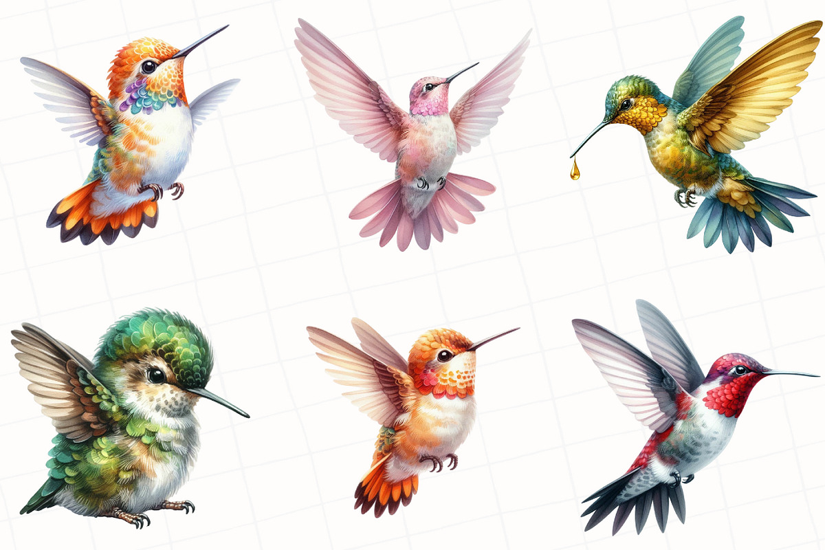 Cute Hummingbird Clipart, an Illustration by OK Design (Photo 3 of 5)