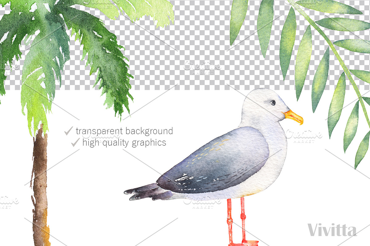 Surfing watercolor clipart set, a Texture Illustration by Vivitta (Photo 2 of 5)