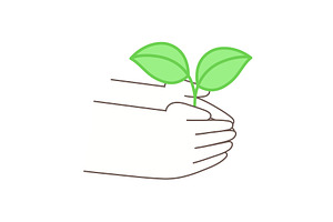 Human hands holding young sprout, an Illustration by sceptical cactus
