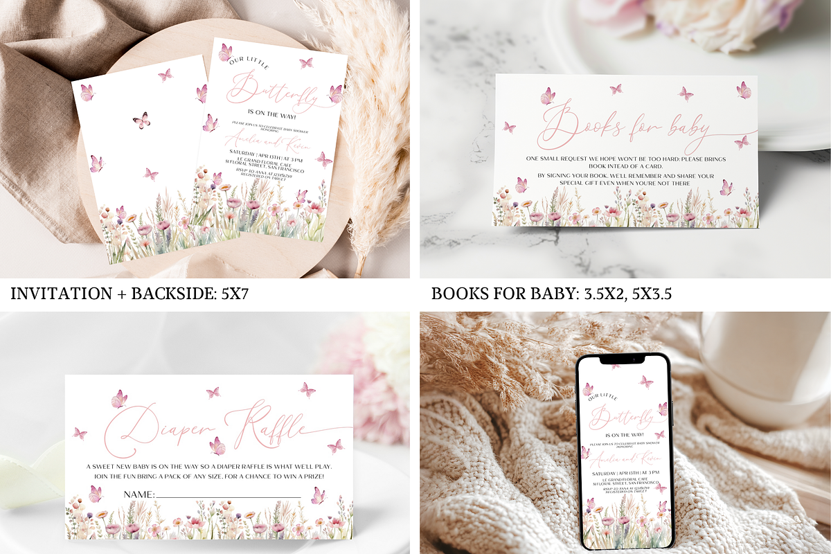 Wildflower Baby Shower Bundle, an Invitation Template by Digital_Mind (Photo 2 of 9)