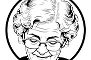 Old woman wearing glasses focused on, a Person Illustration by LogosDen (Thumbnail 2 of 3)