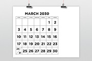 2030 Large Number 8.5x11 Calendar, a Stationery Template by Running With Foxes (Thumbnail 2 of 5)