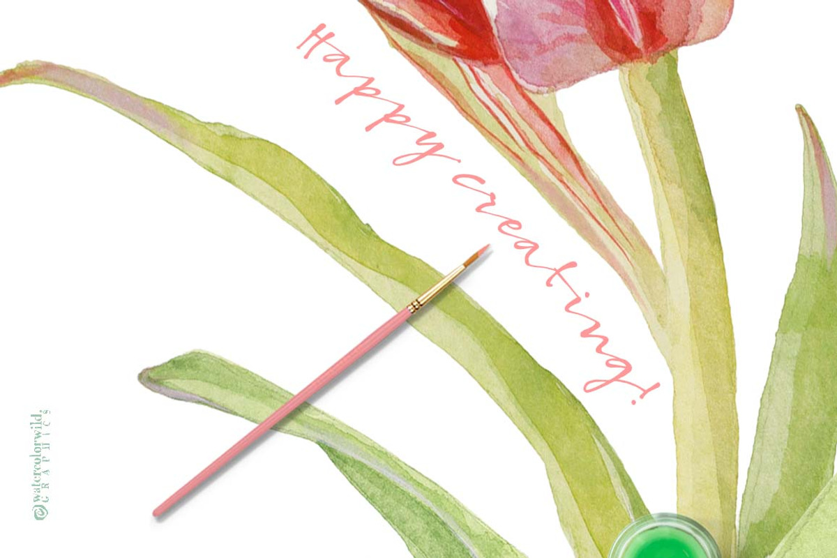 Vintage Parrot Tulips-Clipart set, an Illustration by watercolorwild.graphics (Photo 6 of 6)
