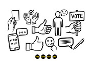 Hand Drawn Voting Icon Set, an Illustration by designvectx (Thumbnail 3 of 3)