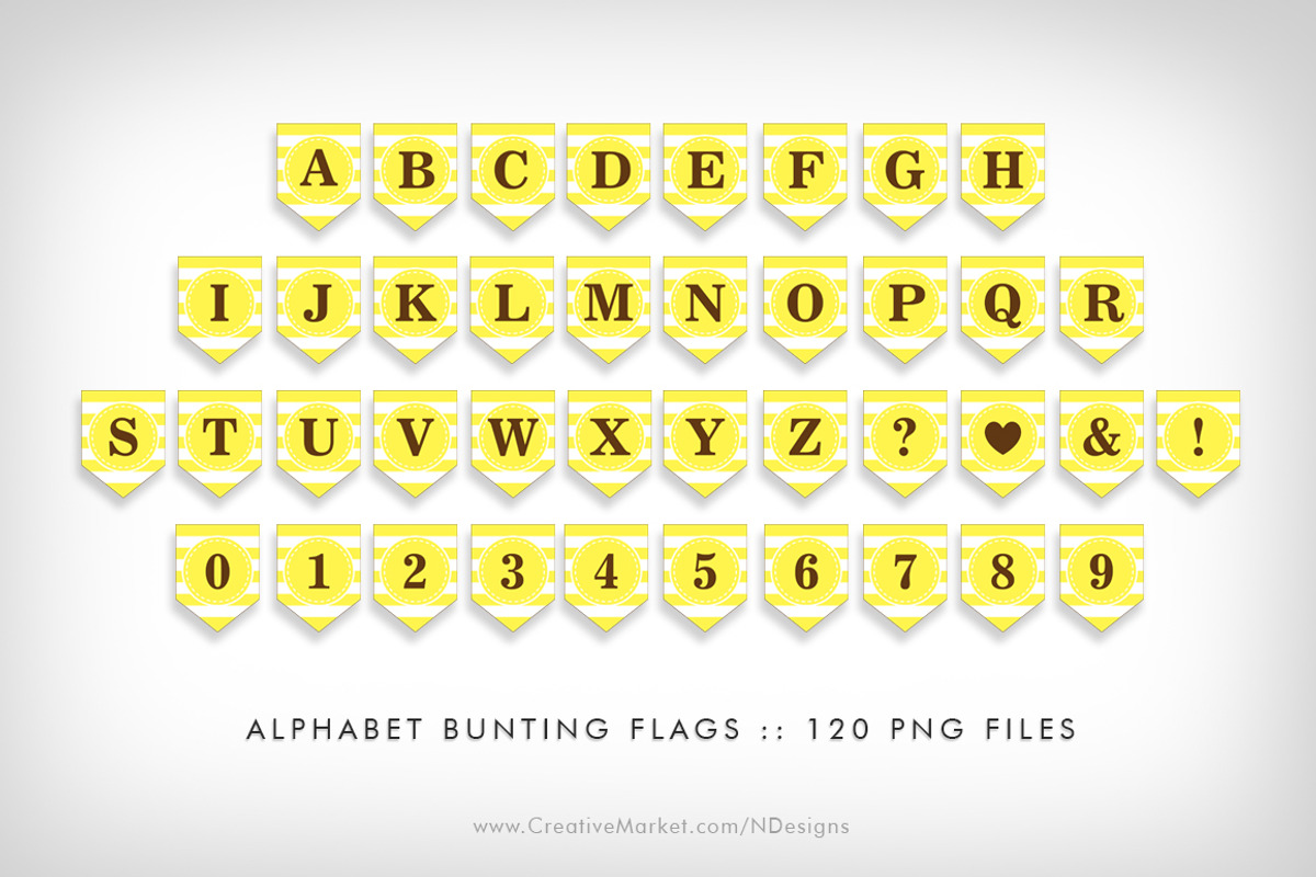 Yellow Bunting Flag Party Printables, a Flyer Template by NDesigns (Photo 2 of 4)