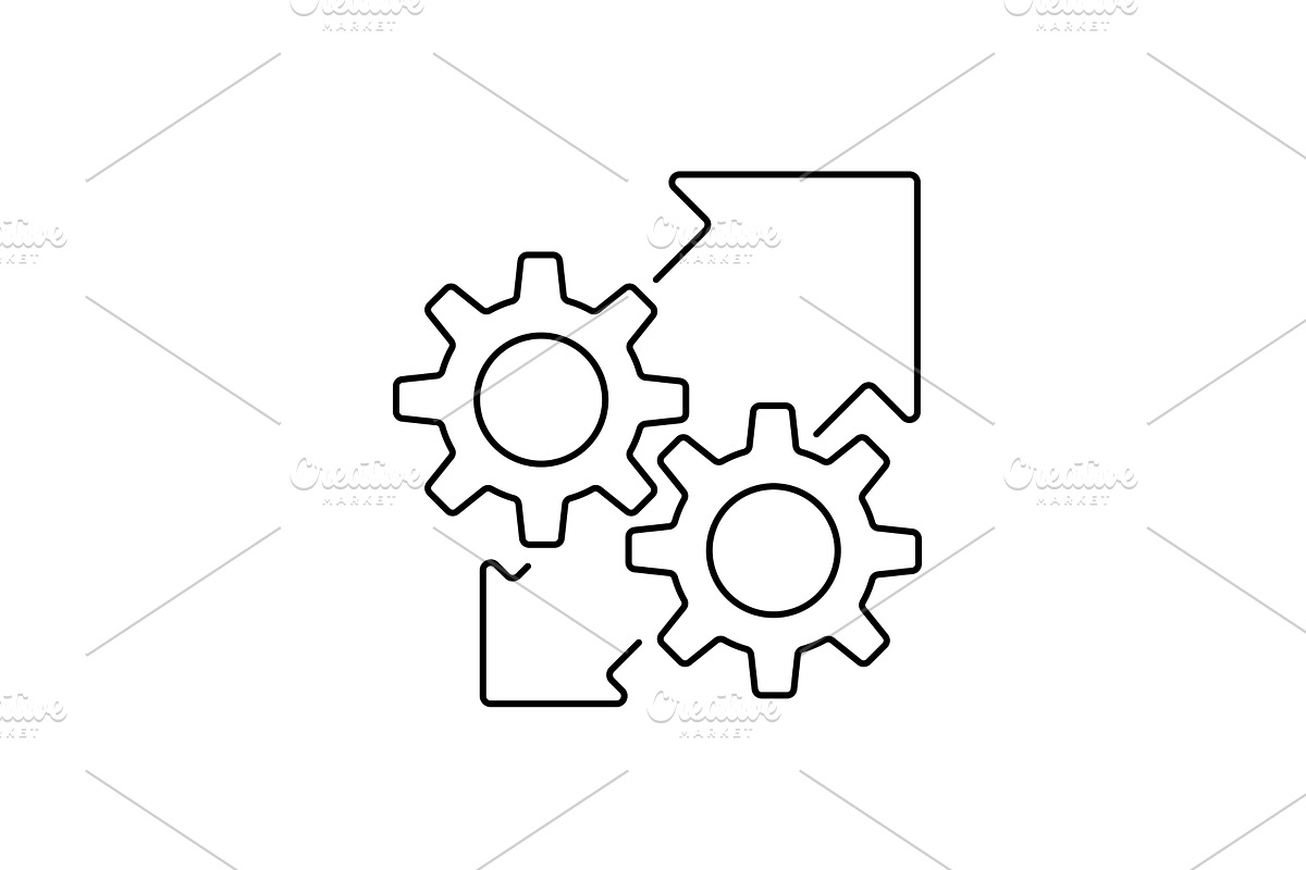 Cogwheels with arrows line icon, an Outline Icon by Saggitarius