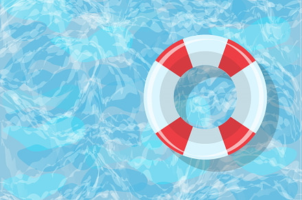 bright lifebuoy lies on the water in, a Font by Happy Art