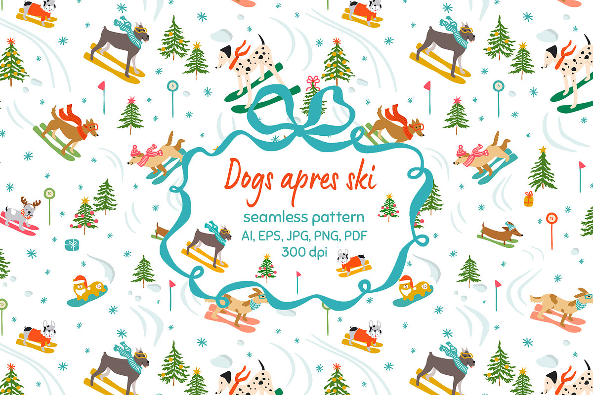 Dogs apres ski pattern, a Pattern Graphic by Tani Kuzminka (Photo 1 of 5)