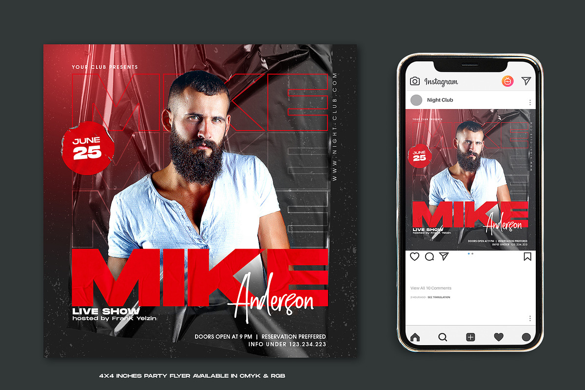 DJ/Artist Flyer Template, a Flyer Template by Corrella Design