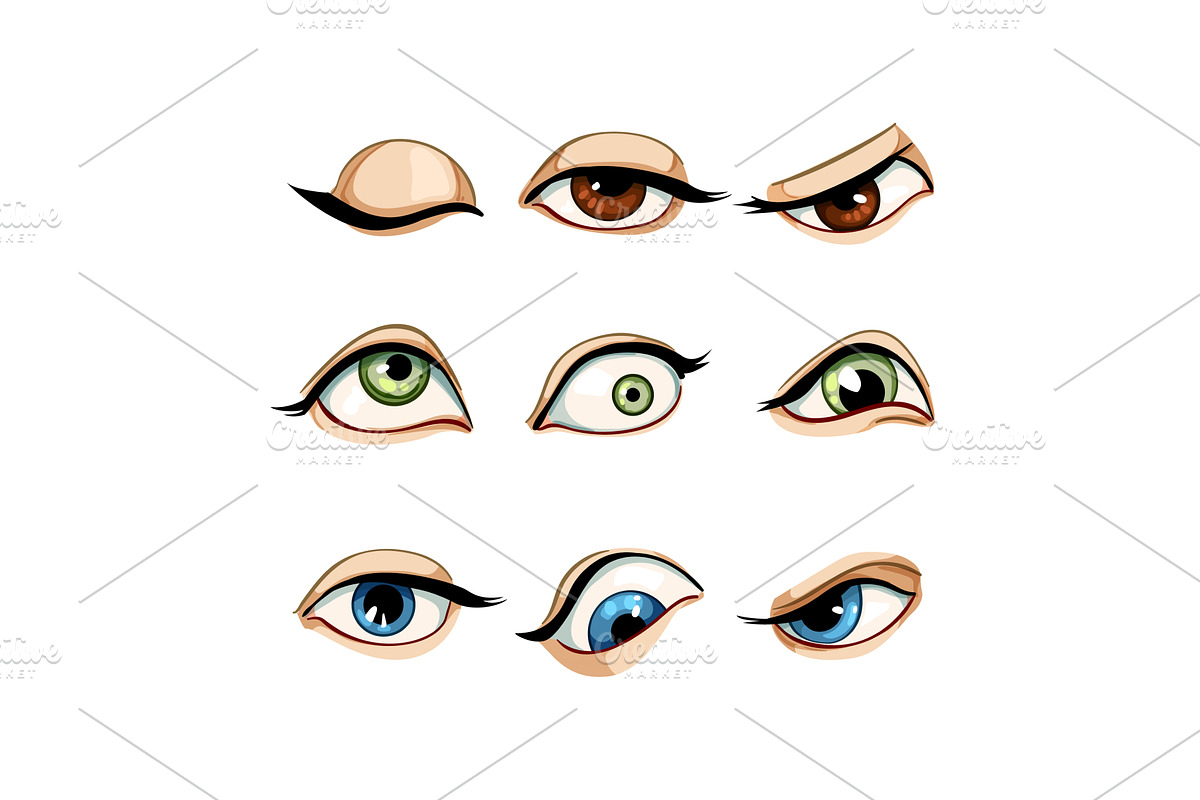 eye set cartoon vector illustration, an Object Illustration by pikepicture
