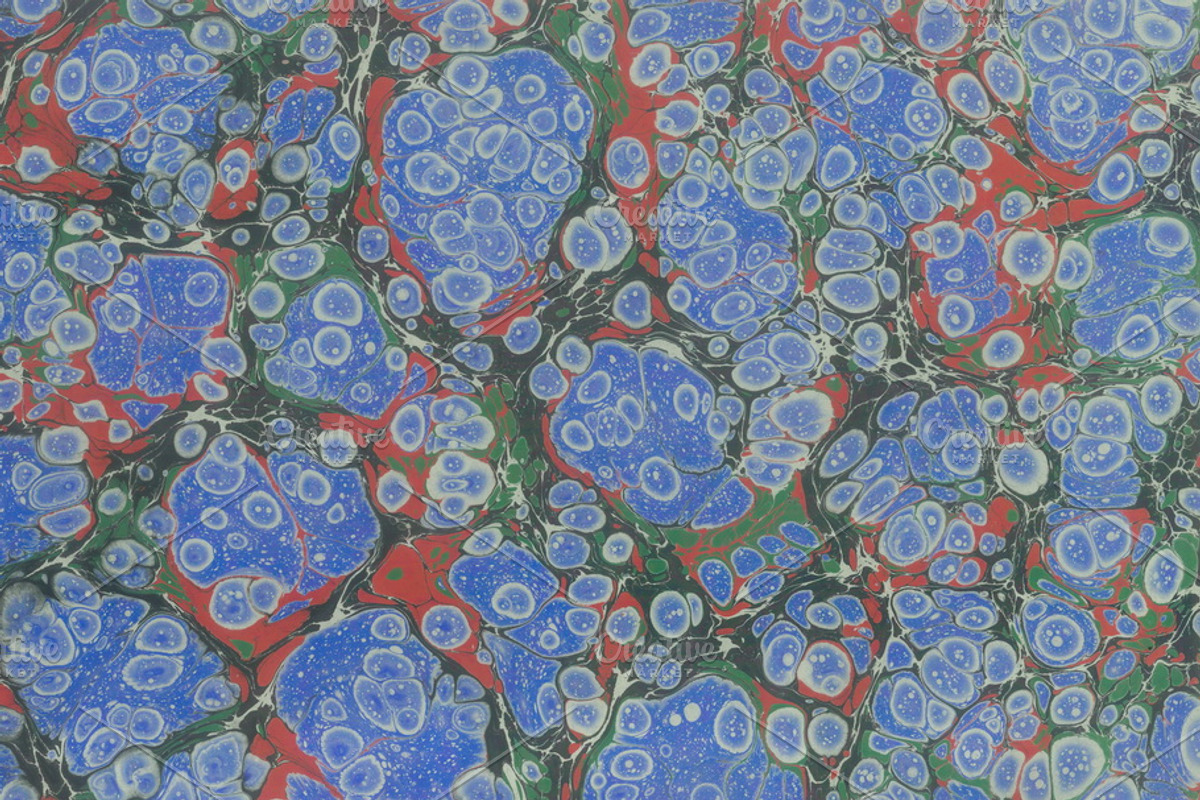 2 Hand Marbled Papers Blue Drops, a Texture Graphic by Marblingdom (Photo 3 of 4)