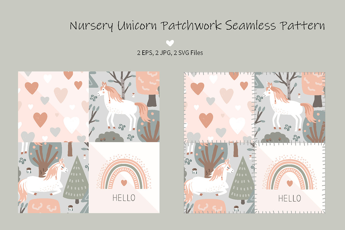 Seamless Unicorn Patchwork Pattern, a Pattern Graphic by Toltemara (Photo 1 of 3)