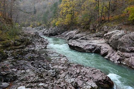 Granite canyon with mountain river