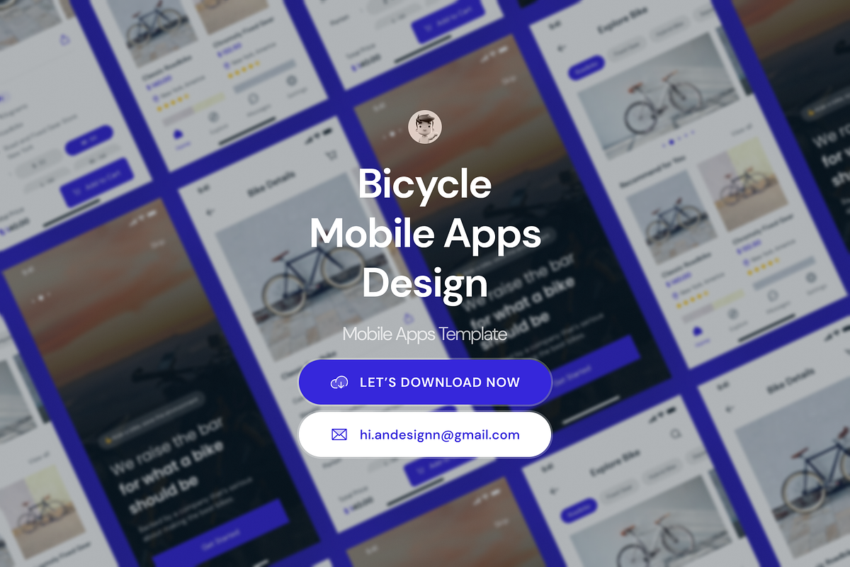 Bicycle Mobile App UI Kit Template, an UI Kit Template by andrisetiawannn (Photo 3 of 3)