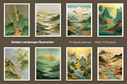 Golden Landscape Illustration, a Decorative Illustration by Housui Patterns (Thumbnail 7 of 10)