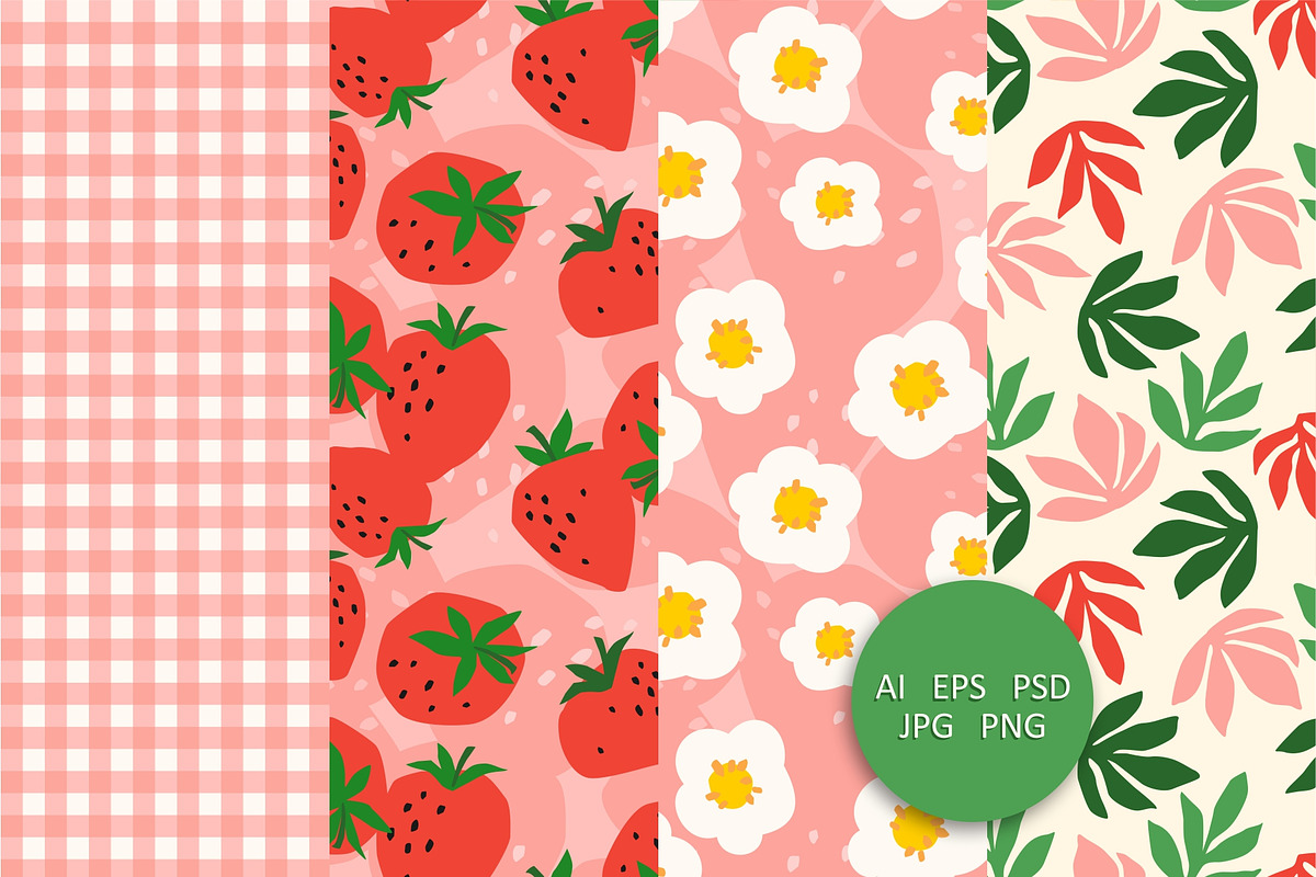 Strawberry. 12 seamless patterns, a Pattern Graphic by Nadia Grapes (Photo 5 of 6)