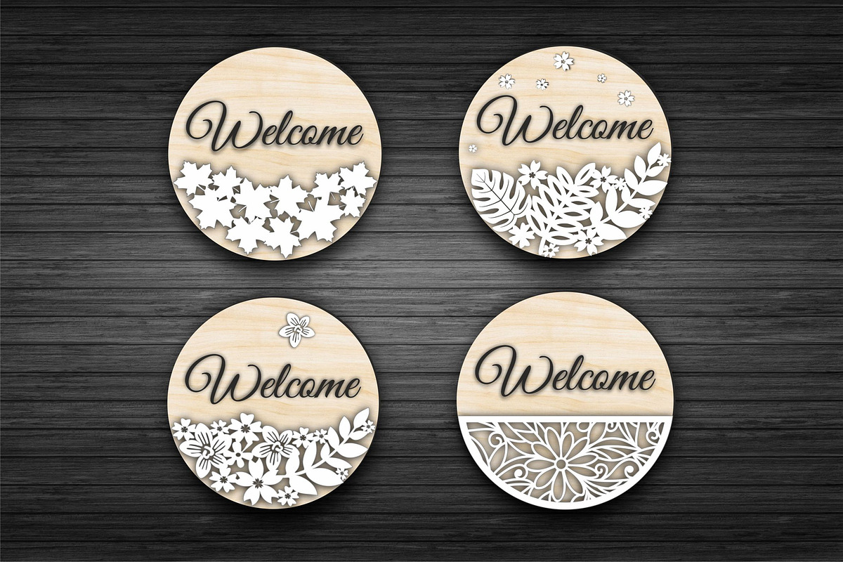 12 Svg floral Welcome signs bundles, a Graphic by CncCutModel (Photo 4 of 5)