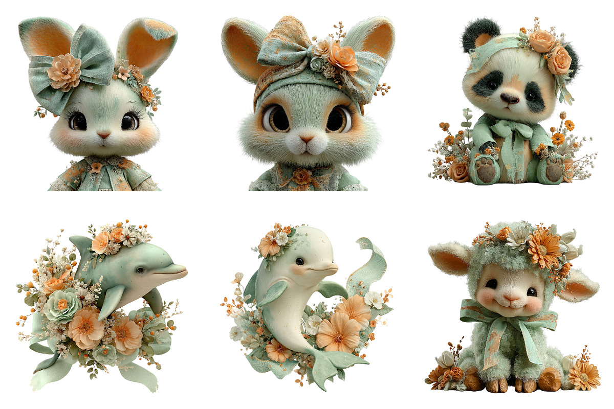Spring flower animals clipart, an Illustration by SinaCreation (Photo 2 of 11)