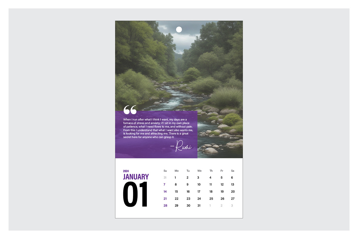 2024 Tabloid Calendar with Quotes, a Poster Template by CreativPurpose (Photo 2 of 13)