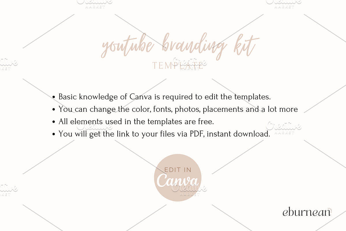 Beige Canva Youtube Branding Kit, a Social Media Template by Studio Eburnean (Photo 5 of 5)