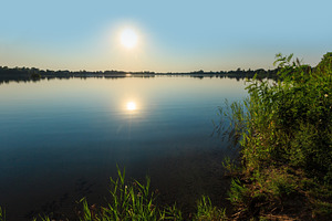 Summer sunset lake calm beach, a Nature Photo by YuriyB