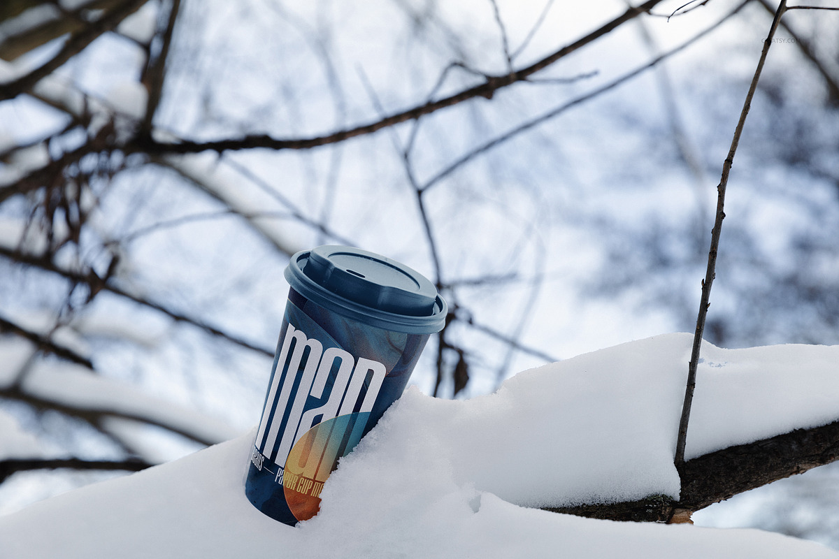 Winter Paper Cup Mockup Set v.5, a Cups & Container Mockup by creatsy5 (Photo 7 of 11)