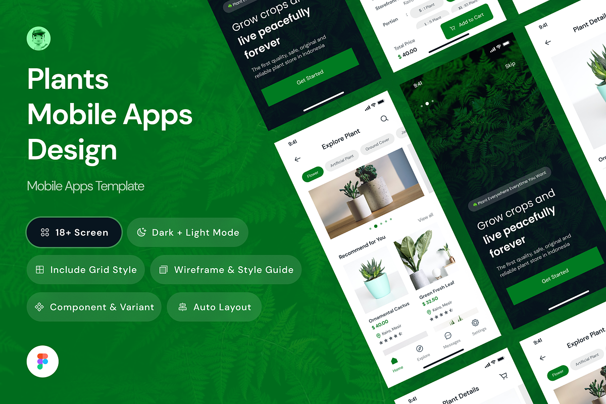 Plants Mobile App UI Kit Template, an UI Kit Template by andrisetiawannn