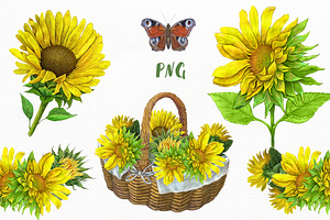 Sunflowers Clipart, Yellow Flowers