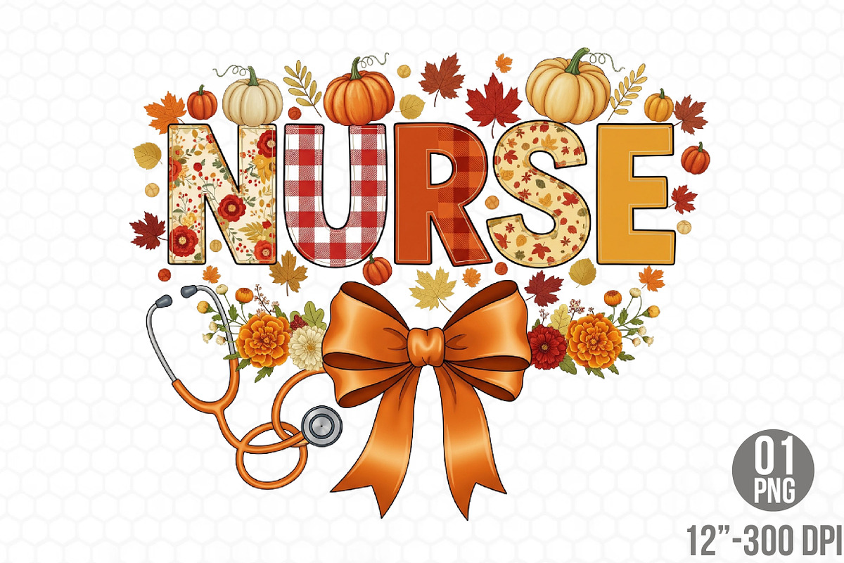Preppy Nurse Fall PNG, an Illustration by Designking (Photo 1 of 4)