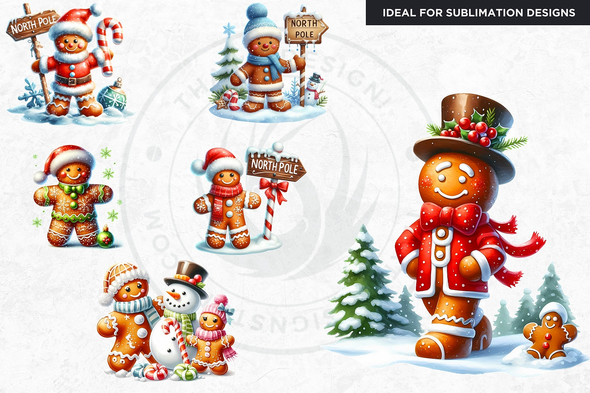 Christmas Gingerbread man cliparts, a Seasonal Illustration by ThatsDesignArt (Photo 5 of 10)