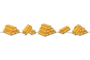 Set of gold bars stack one line, an Object Illustration by GraphiShop
