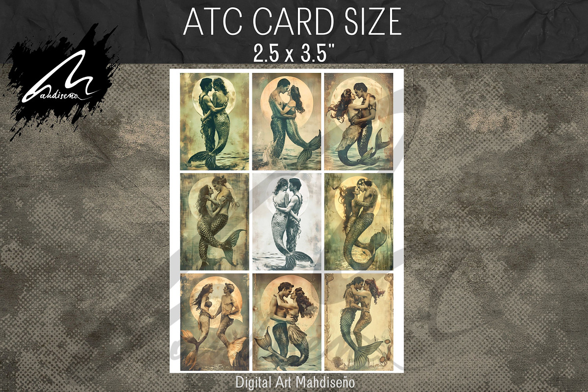 Vintage Mermaid Couple, Paper Print, a Person Illustration by Digital Art Mahdiseño (Photo 9 of 9)