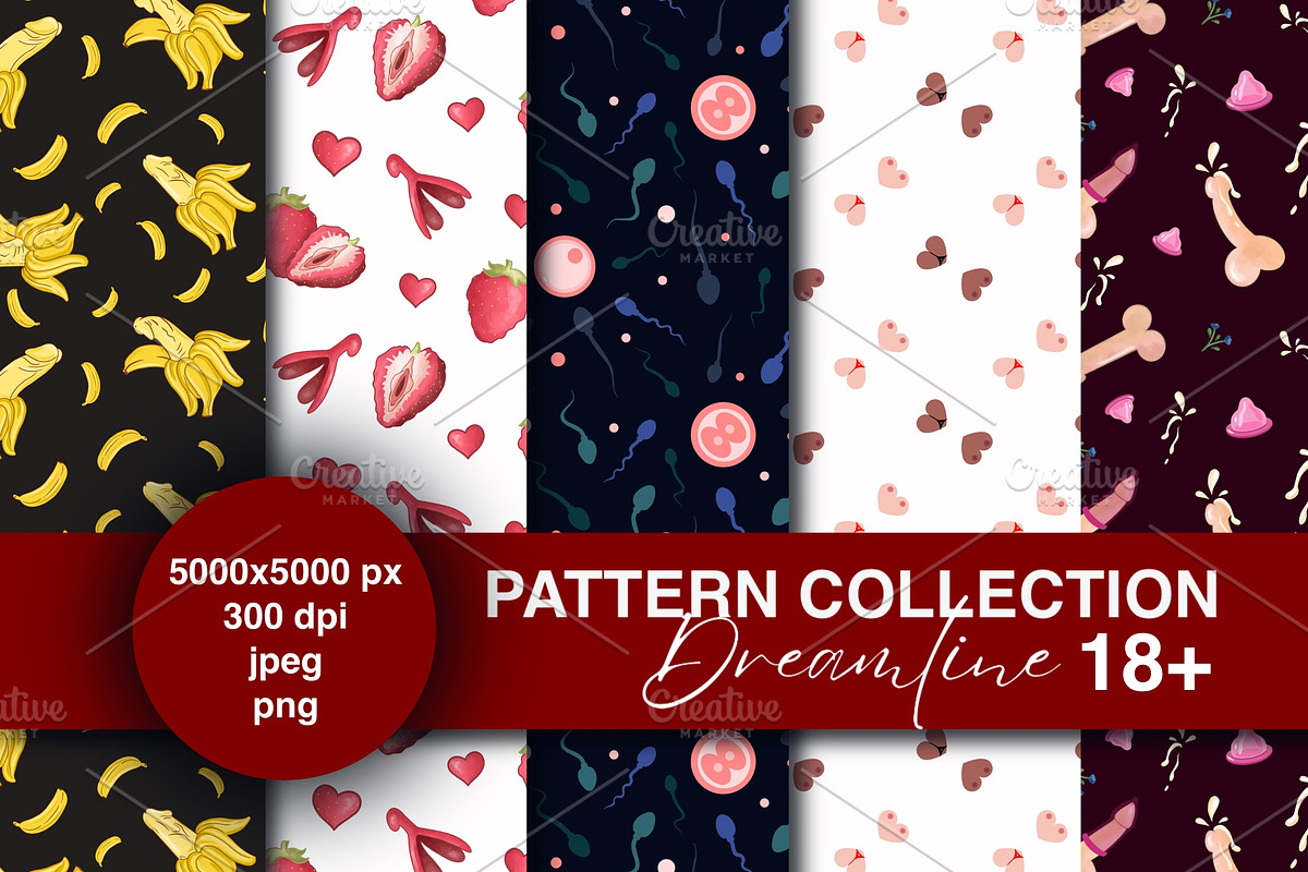 Seamless vagina,penis,sperm Pattern, a Pattern Graphic by Dreamline Desings (Photo 1 of 11)