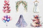 Cute Wedding Clipart, an Illustration by DreamCafeArt (Thumbnail 3 of 7)